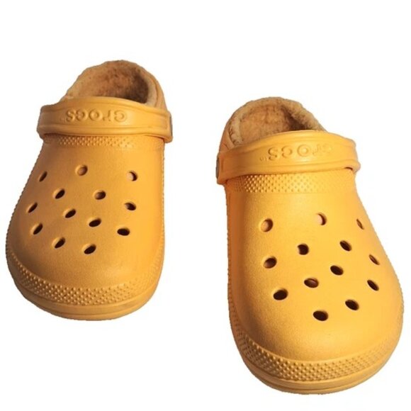 Crocs Classic Womens Size 8 Yellow Sherpa Lined Clogs Slip On Shoes Slippers - Picture 2 of 10
